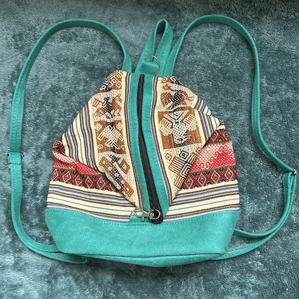 New Nwot Multicolor Patterned Mini Backpack From … - image 1